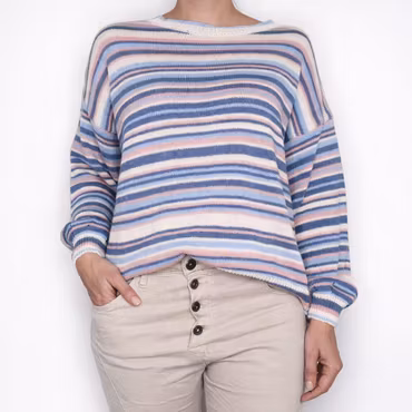 Stickad Tröja Phoebe Randig BLÅ - Camicia