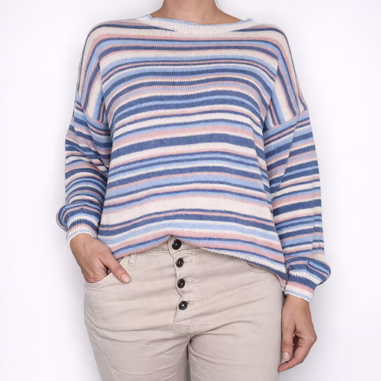 Stickad Tröja Phoebe Randig BLÅ - Camicia