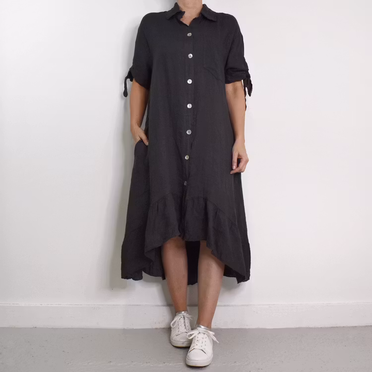 Skjortklänning Volang ANTRACIT