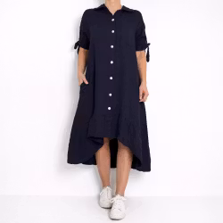 Skjortklänning Volang MARINE