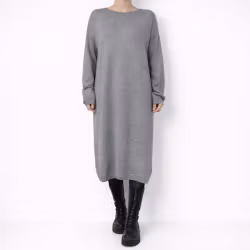 Finstickad klänning GRÅ