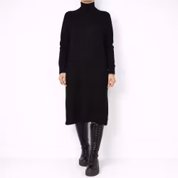 Finstickad Klänning Polo SVART