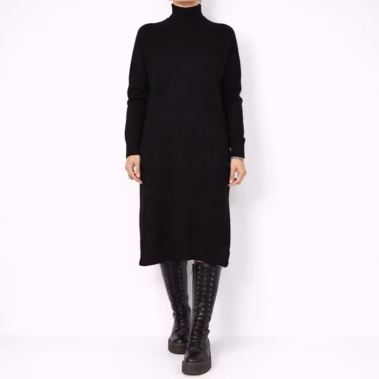 Finstickad Klänning Polo SVART