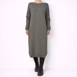 Finstickad klänning KAKI