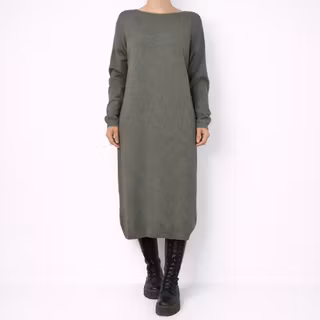 Finstickad klänning KAKI