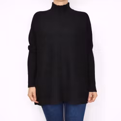 Finstickad Tröja Over Sized SVART