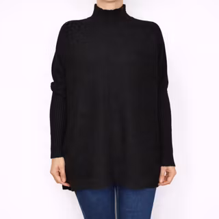 Finstickad Tröja Over Sized SVART