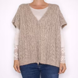 Kabelstickad Kofta TAUPE