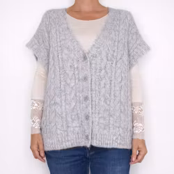 Kabelstickad Kofta GRÅ