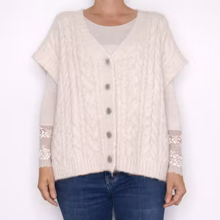 Kabelstickad Kofta ECRU