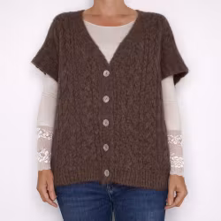 Kabelstickad Kofta CHOCOLAT