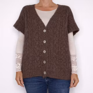 Kabelstickad Kofta CHOCOLAT