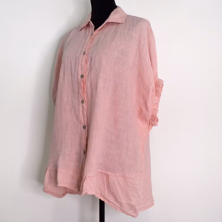 Kort linneskjorta med Volang ROSE