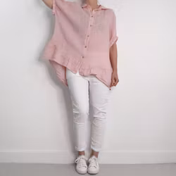 Kort linneskjorta med Volang ROSE