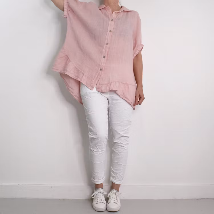 Kort linneskjorta med Volang ROSE