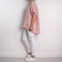 Kort linneskjorta med Volang ROSE