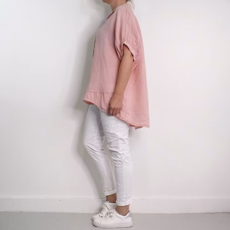 Kort linneskjorta med Volang ROSE