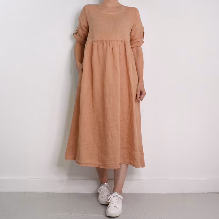 Linneklänning med Fickor MIU MIU