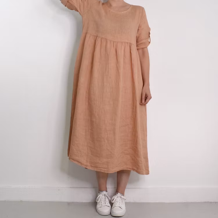 Linneklänning med Fickor MIU MIU