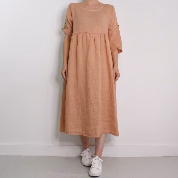 Linneklänning med Fickor MIU MIU