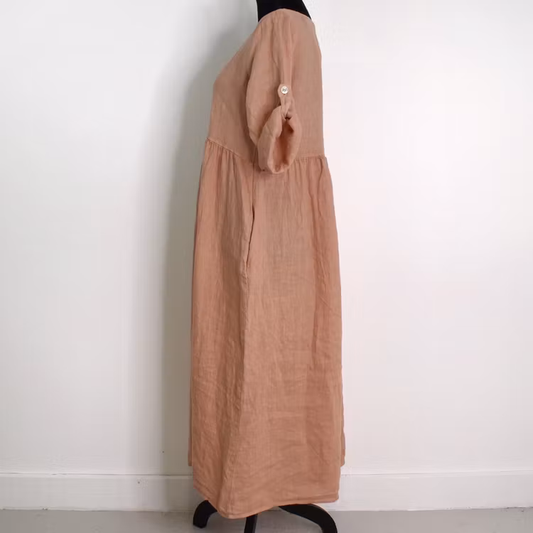 Linneklänning med Fickor MIU MIU