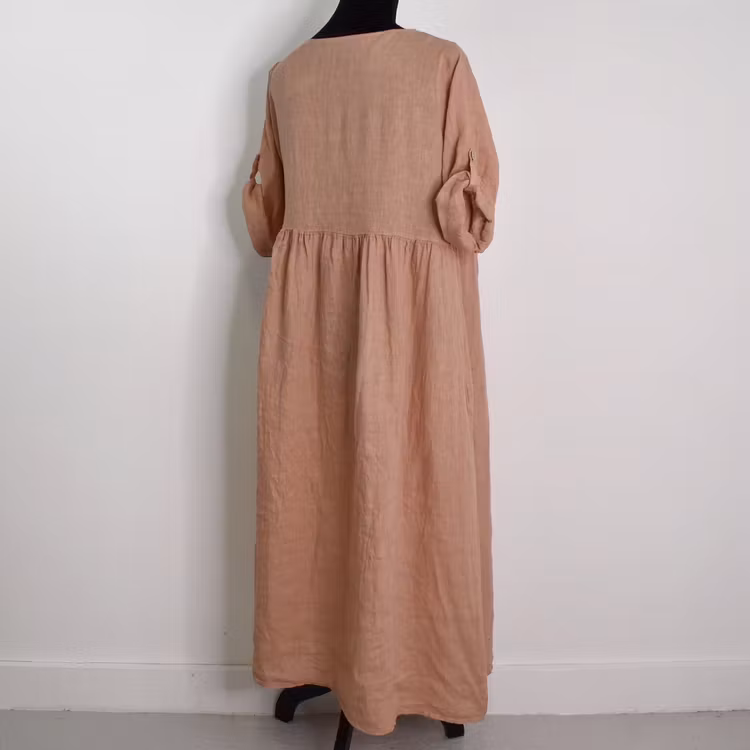 Linneklänning med Fickor MIU MIU