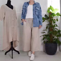 Coulettbyxa i linne Vivi BEIGE - Mix By Heart