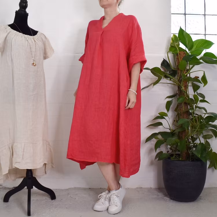 Linneklänning Loella HALLON - Mix By Heart