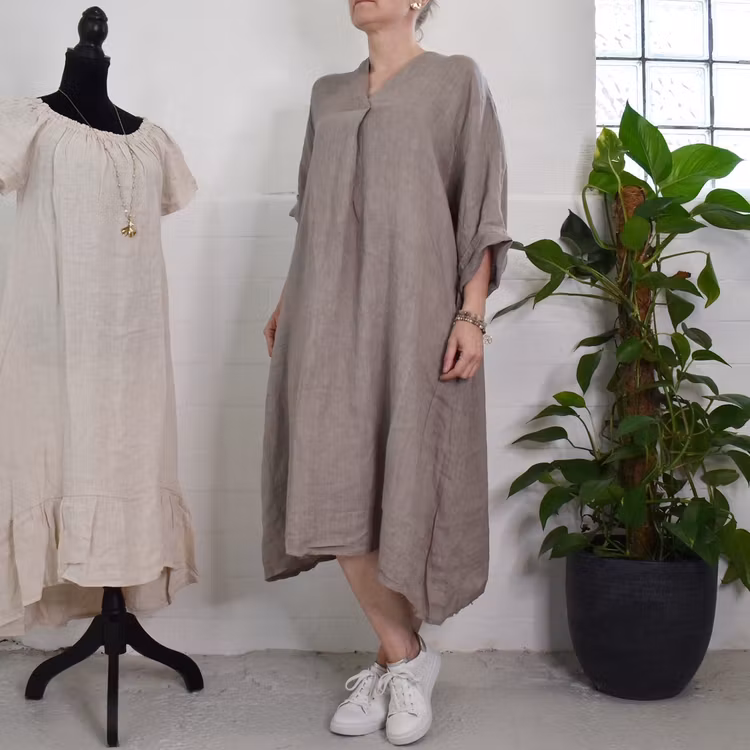 Linneklänning Loella TAUPE - Mix By Heart