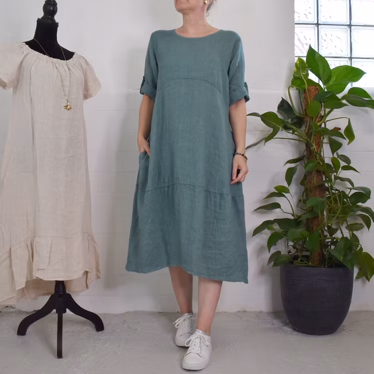 Linneklänning Sweet VERT CANARD