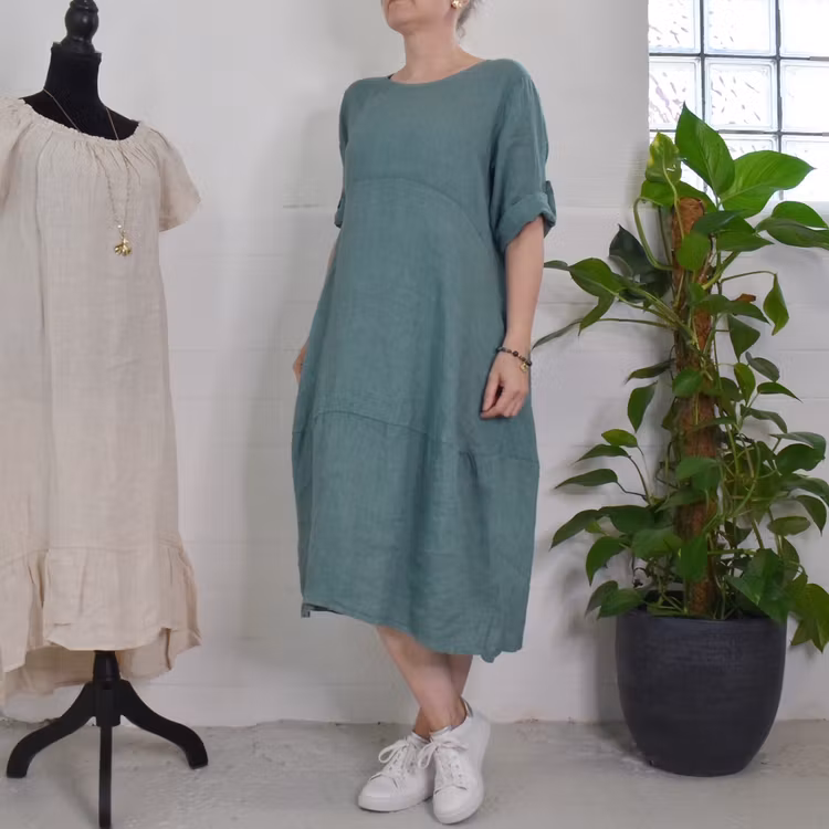 Linneklänning Sweet VERT CANARD