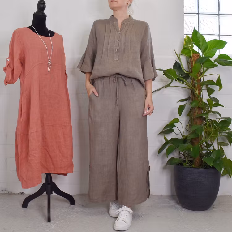 Linneblus Amy TAUPE - Camicia