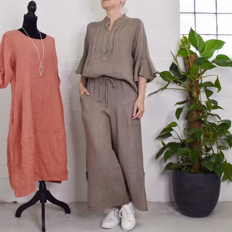 Linneblus Amy TAUPE - Camicia