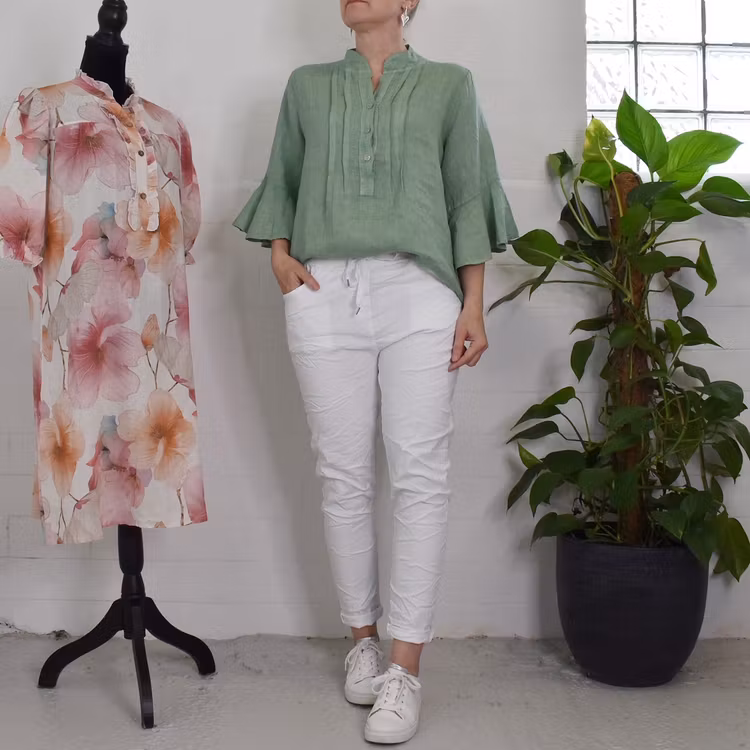 Linneblus Amy AVOKADO - Camicia