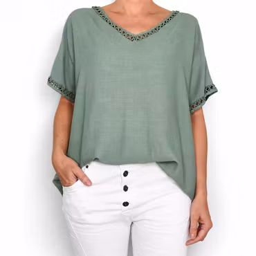 Topp Linnemix Hedda AVOKADO - Camicia