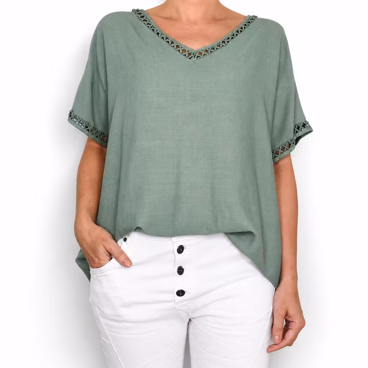 Topp Linnemix Hedda AVOKADO - Camicia