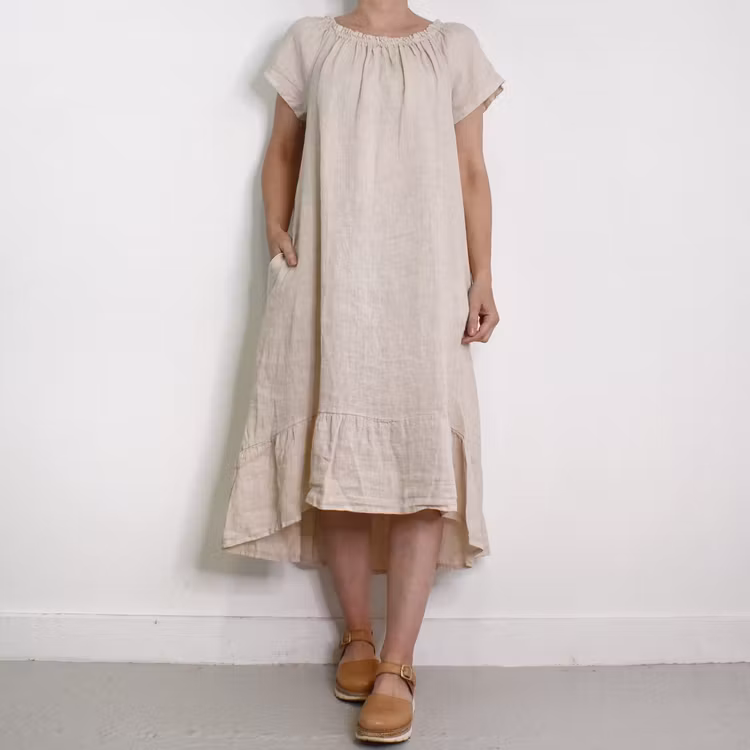 Linneklänning Volang BEIGE