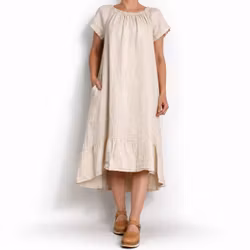 Linneklänning Volang BEIGE