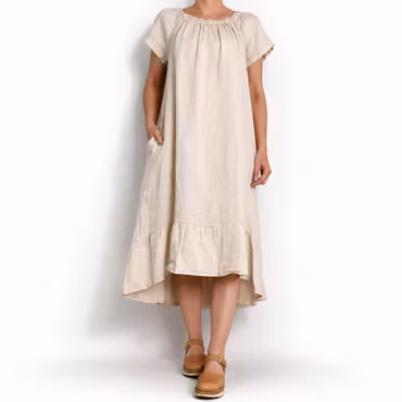 Linneklänning Volang BEIGE