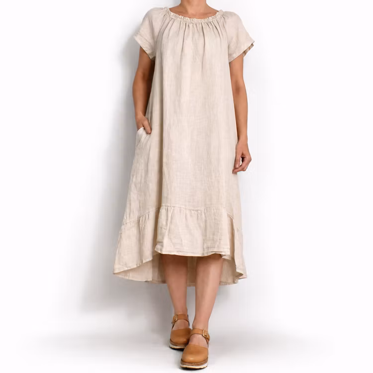 Linneklänning Volang BEIGE