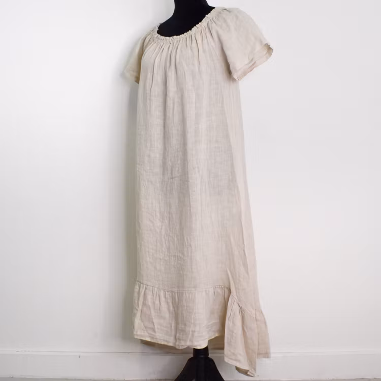 Linneklänning Volang BEIGE