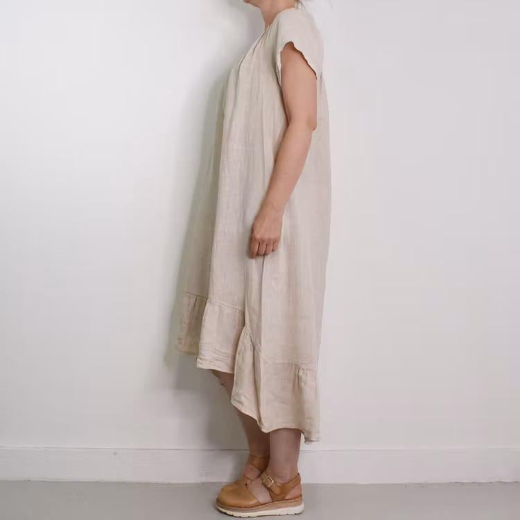 Linneklänning Volang BEIGE