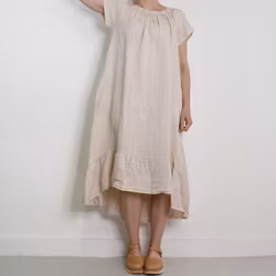 Linneklänning Volang BEIGE