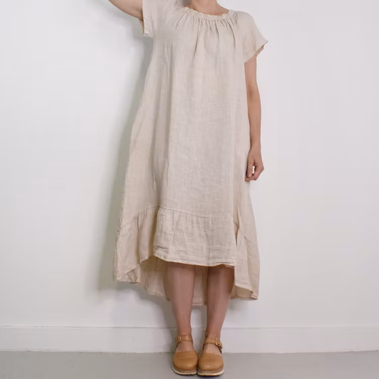 Linneklänning Volang BEIGE