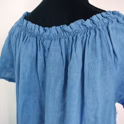 Linneklänning Volang JEANSBLÅ