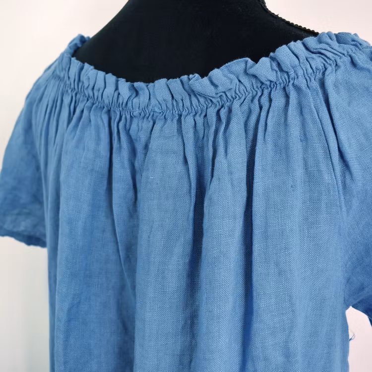 Linneklänning Volang JEANSBLÅ