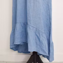 Linneklänning Volang JEANSBLÅ