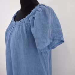 Linneklänning Volang JEANSBLÅ