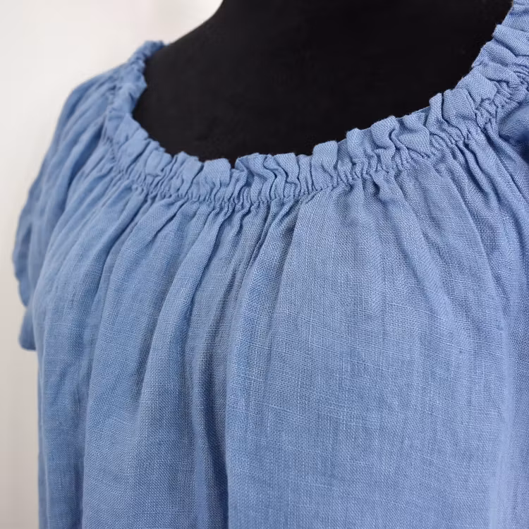 Linneklänning Volang JEANSBLÅ