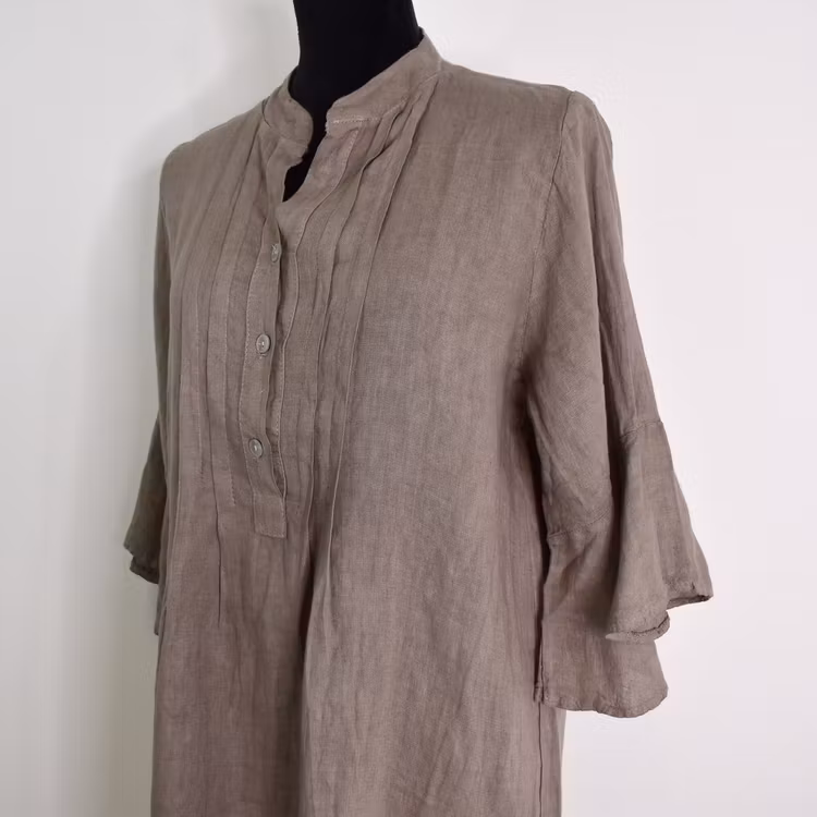 Linneklänning Idun TAUPE - Camicia